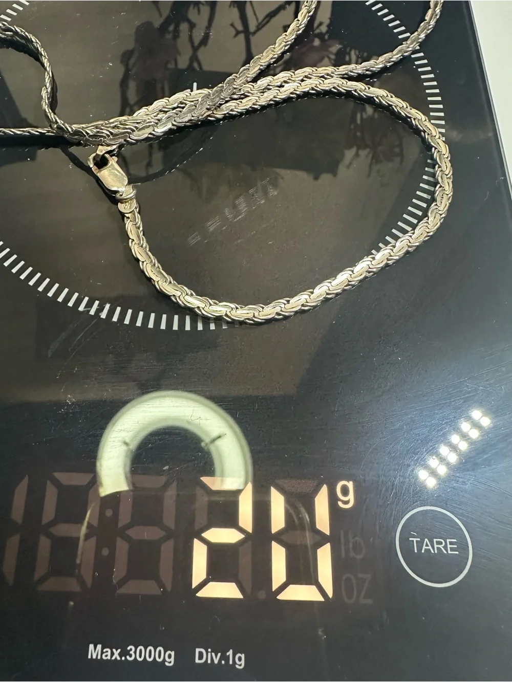 Sterling Silver Rope Chain Necklace - 20 grams  24 inch long